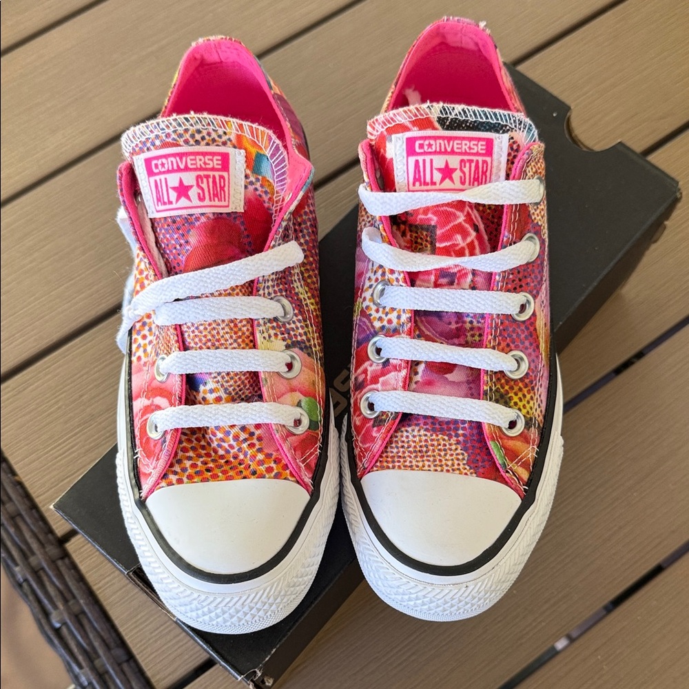 Converse All Star Pink Multicolor Sneakers with Roses size 6 women’s